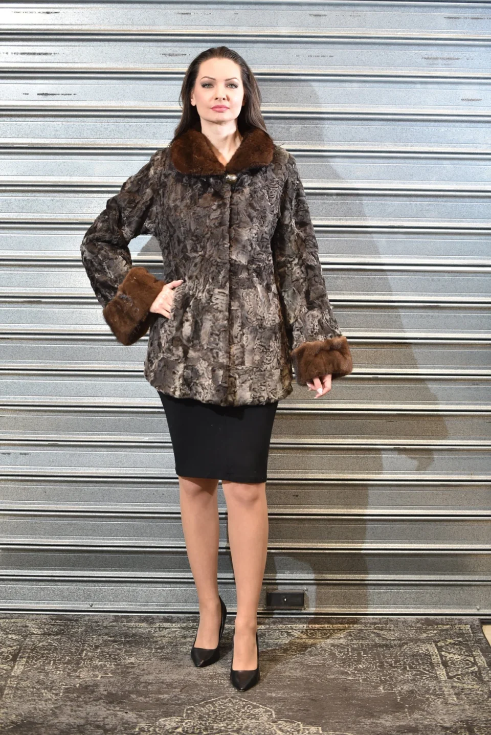 Mink Coat Brown with Collar and Mansette
