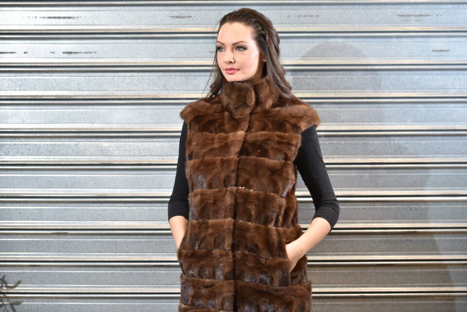 Brown Mink Fur Long Vest