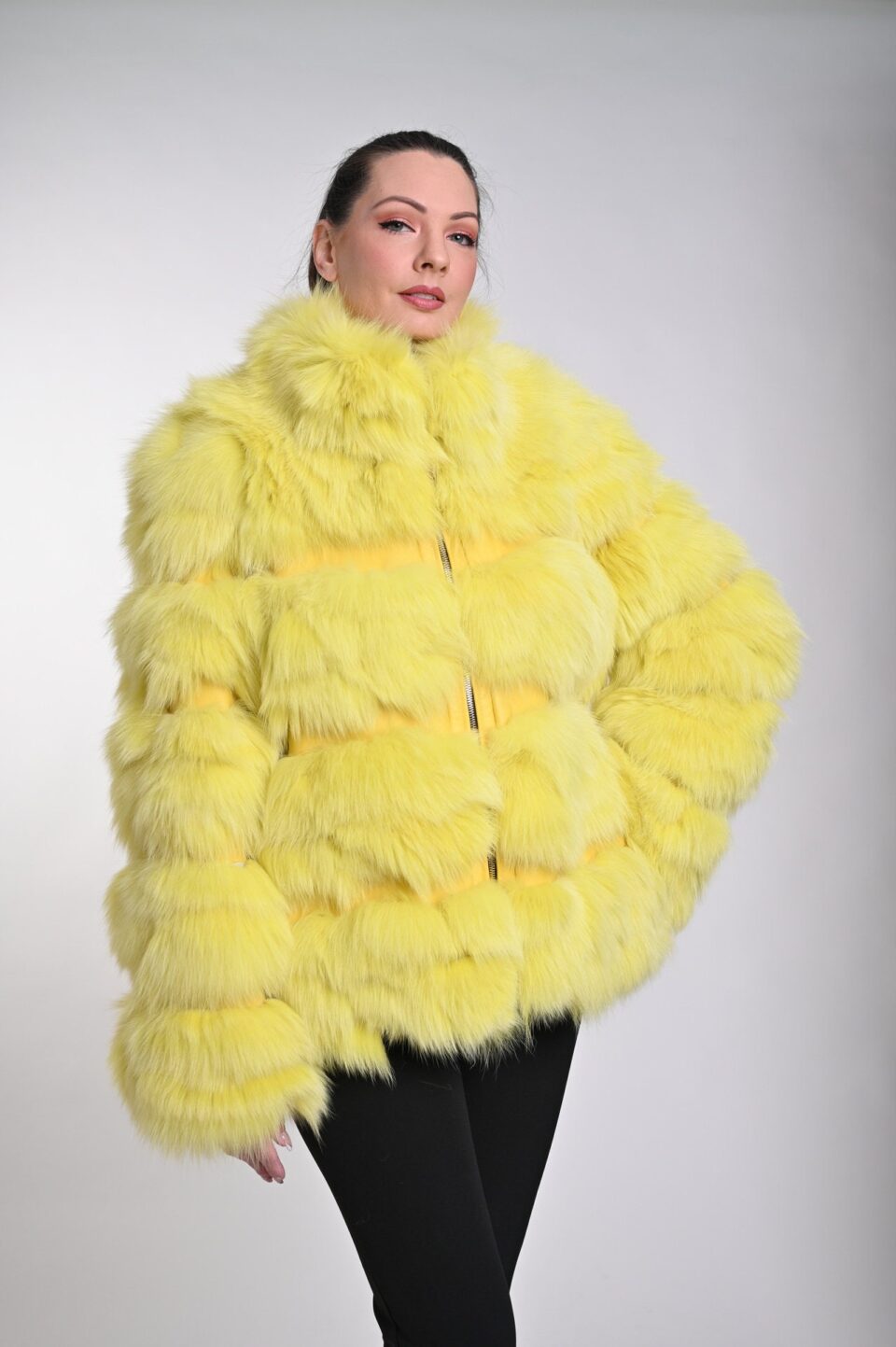 Fox Fur Jacket Yellow
