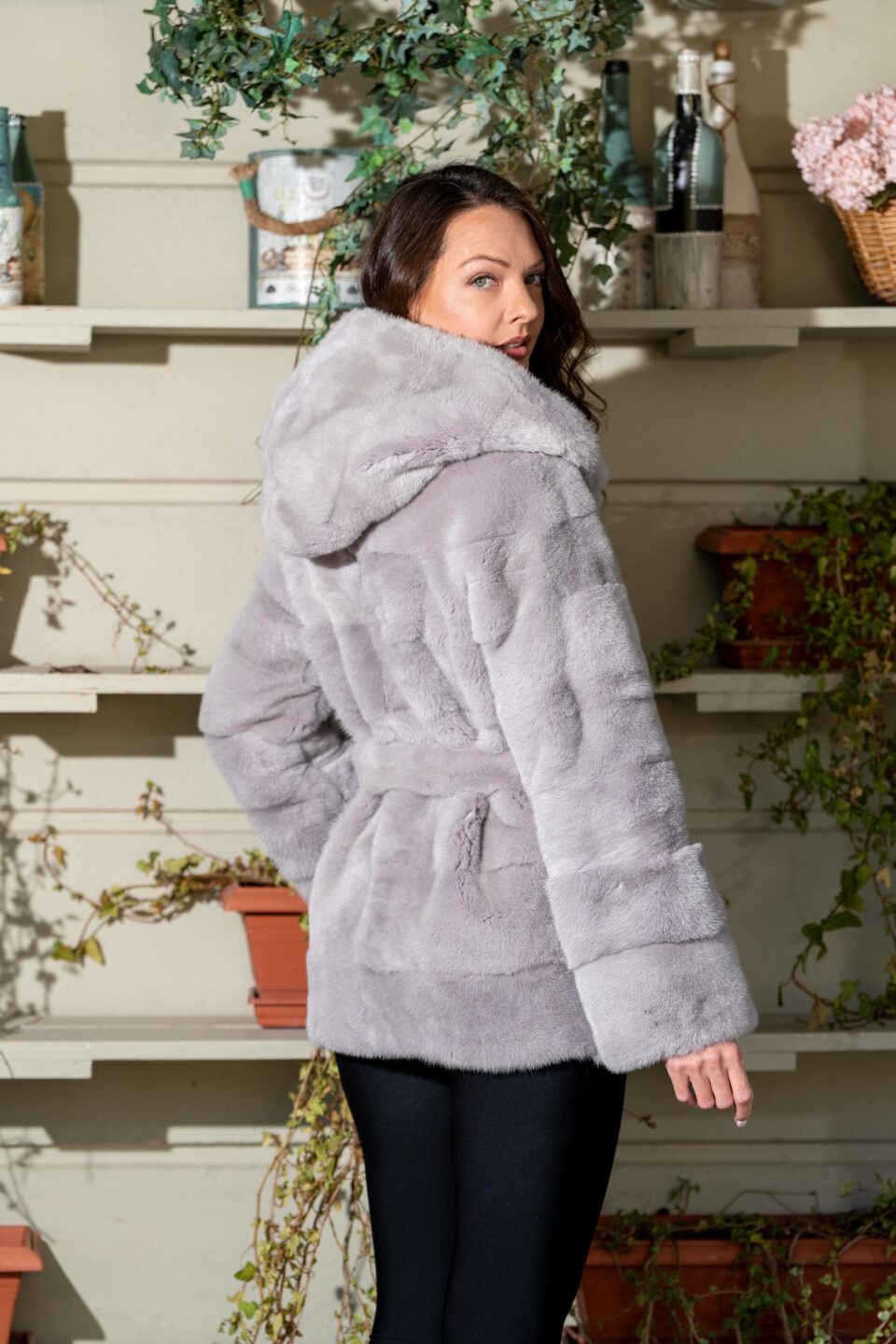 Zafir Mink Jacket with Belt and Hood